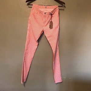 Uniq by Forever 21 Orange Stripper Skinny Jeans